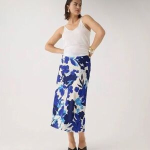 Jcrew Gwyneth Floral Blue and white satin slip skirt size XXS BEAUTIFUL COLORS!!